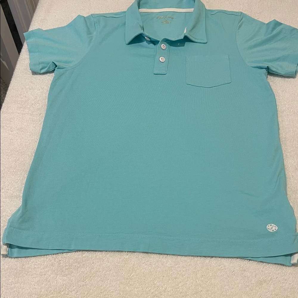 Lilly Pulitzer KIDS Aqua Prima Cotton Polo Shirt Size XL 12-14